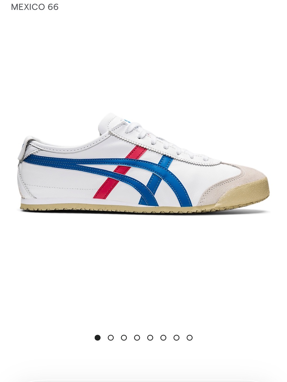 Onitsuka Tiger Mexico 66 White Sneakers with Blue & Red Stripes